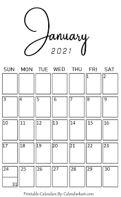 The blank calendars are simply calendars without holidays. 7 Cute And Stylish Free Printable January 2021 Calendar All Pretty Designs Calendarkart
