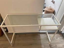 Ikea White Glass Top Table Desk 傢俬