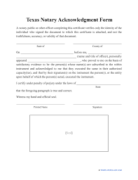 texas notary acknowledgment form fill