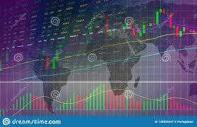 Stock Market Or Forex Trading Graph And Candlestick Chart On