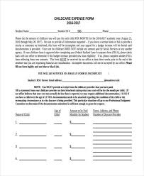 free 8 sle child care expense forms