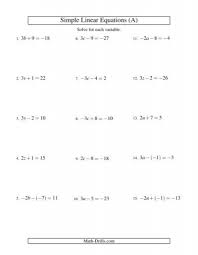 Algebra Worksheet Solving Linear