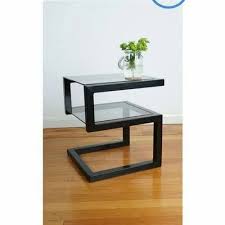 Black 3 Feet Glass Office Iron Table