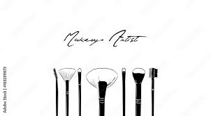 fashion hand drawing makeup brushes set