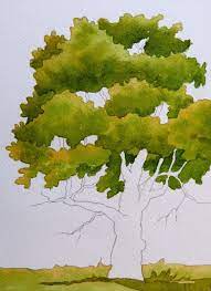 tree painting watercolor techniques
