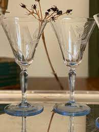 Antique Etched Murano Cocktail Glasses