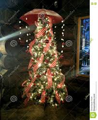 Colorfully Decorated Christmas Tree With Umbrella And String