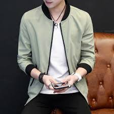 Light Green Plain Design Long Sleeve Zip Jacket Mens Jackets Online 1232mclo