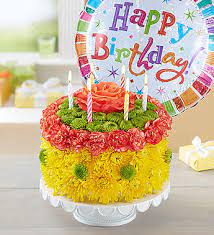 birthday wishes flower cake yellow in