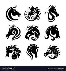 Horse Head Art Templates Heraldic Or Fairy Tattoo