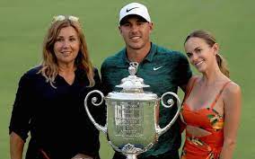 Brooks koepka and girlfriend jena sims with the pga championship trophy (image: Koepka Denies Woods Fairytale Victory The Hindu