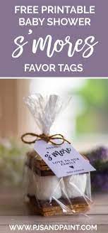 Put a small handful of the shredded paper in the bottom of the jar. Baby Shower S Mores Favors With Free Printable Tag