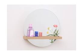 Round Wall Mirror With Long Shelf
