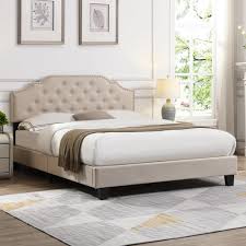 Eviehome Beige Jerson Upholstered Bed