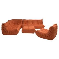 orange leather togo sofa set by michel