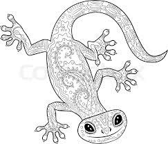 G is for geckos coloring page. Coloring Page With Gecko In Patterned Stock Vector Colourbox