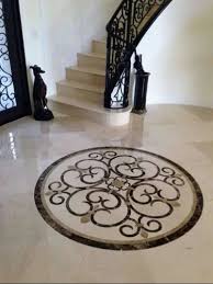 white inlaid medallion flooring at rs