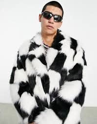 Asos Design Longline Faux Fur Coat In