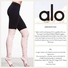 Alo Black Goddess Ribbed Over Rose Water Activewear Bottoms Size 12 L 32 33 28 Off Retail