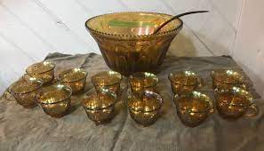 vintage indiana glass punch bowl with