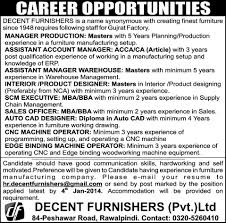 Manager Production Asst Mgr Warehouses Sales Officer Cnc