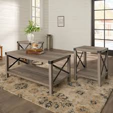 Rustic Wood Metal Accent Table