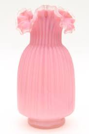 Vintage Pink Satin Frosted Glass Vase