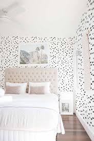 black and white dot wallpaper bedroom