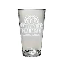 Personalized Pint Beer Glasses 2 X With
