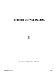 Ford 3000 Service Manual