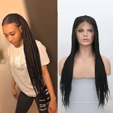 Contents front braids on the top black braided hairstyles for thin hair the expert style. Rdy 180 Density Black Micro Braids Synthetic Lace Front Wig 13 6 Braiding Styles Cornrows Half Box Braided Wigs Buy Online In Guyana At Guyana Desertcart Com Productid 166761871