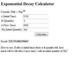 Php Exponential Decay Calculator