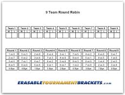 9 Team Round Robin Tournament Bracket