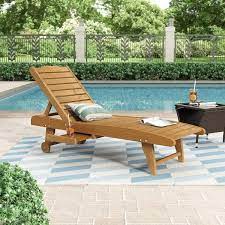 Kingdely Reclining Wooden Chaise Lounge