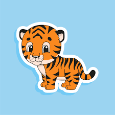 striped tiger bright color sticker of
