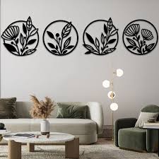 4 Pieces Flower Wall Decoration Living