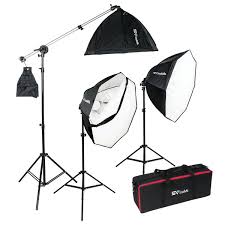 Octabella 1500 3 Light 1500w Led Daylight Softbox Lighting Kit With Boom Arm Smith Victor