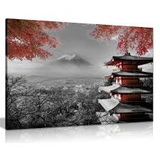 Black White Red Canvas Wall Art Picture