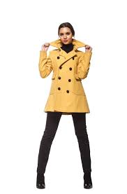 Wool Peacoat For Women Yellow Coat