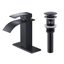 Exquisite handle with round line design, comfortable and elegant. Buy Voton Black Waterfall Bathroom Faucet Single Handle Lavatory Faucet With Pop Up Drain One Hole Rv Vessel Faucet Basin Mixer Tap With Deck Mount Online In Indonesia B08hv9pzgk