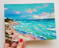 Beach Oil Painting Small Original