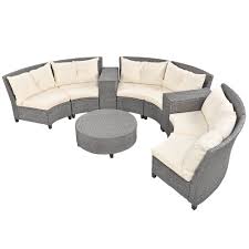 9 piece semicircle patio sofa set