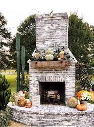 Whitewashed Brick Fireplace Outdoor