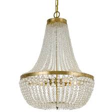 Crystorama Rylee 6 Light 25 Transitional Chandelier In Antique Gold With Clear Glass Beads Crystals