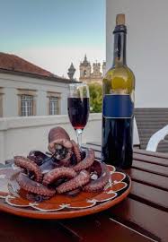 Red Wine Bottle With Glass And Octopus