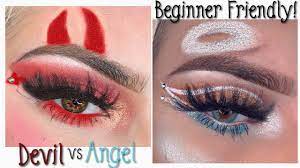 devil vs angel halloween makeup look