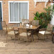 Patio Dining Set Cushioned Chairs