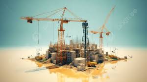 crane and building construction site