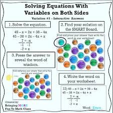 Solving Equations Algebra Activities