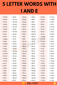 1000 cool 5 letter words with i and e